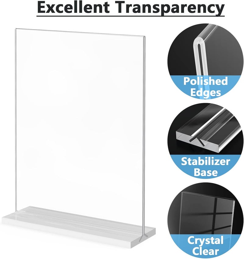 MaxGear Acrylic Sign Holder 8.5x11 Inches 10 Pack, Double Sided Clear Display Stand Table Top Paper Holder, Vertical Menu Flyer Stand, Plastic Frame for Stores, Restaurants, Hotels, Office - Image 4